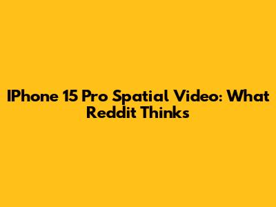 IPhone 15 Pro Spatial Video: What Reddit Thinks